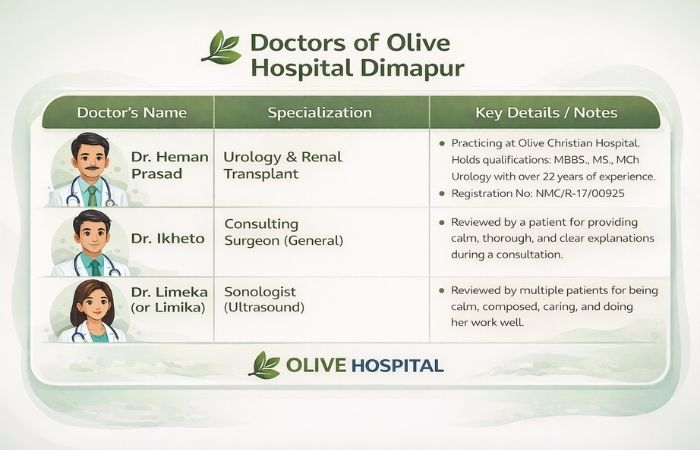 Doctors of Olive Hospital Dimapur