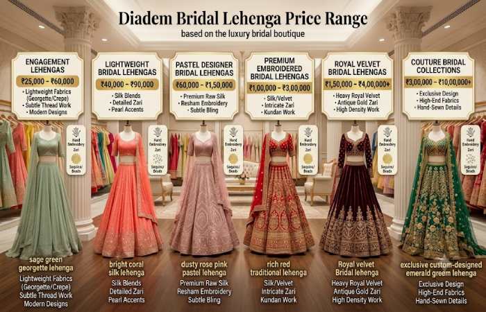 diadem bridal lehenga price range