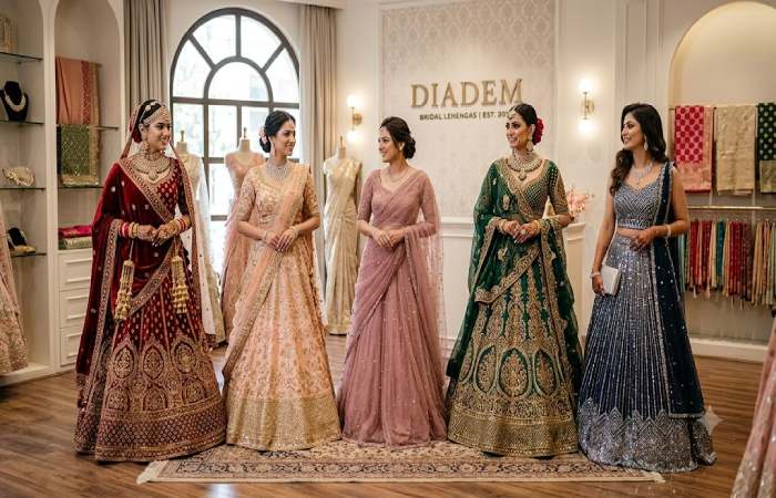 popular diadem bridal lehenga styles