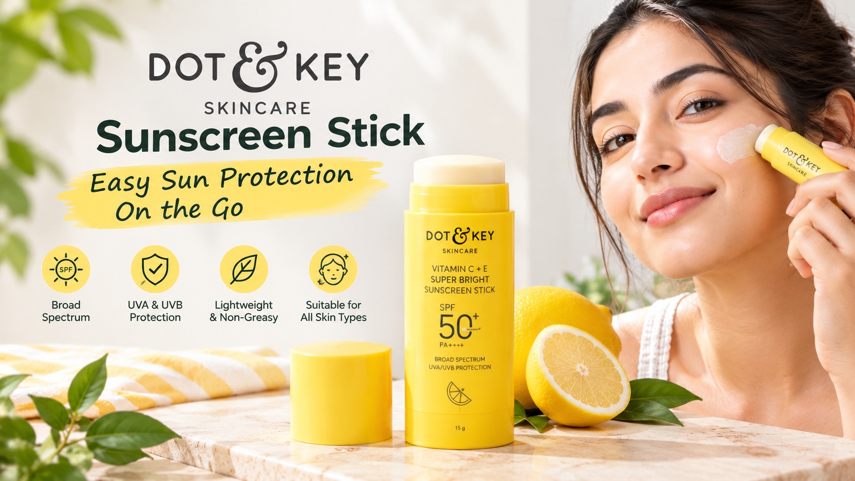 The Dot & Key Strawberry Dew Sunscreen Stick SPF 50+ PA++++